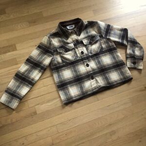 Cream and Rose Plaid Flannel Jacket